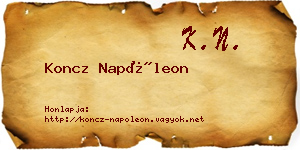 Koncz Napóleon névjegykártya